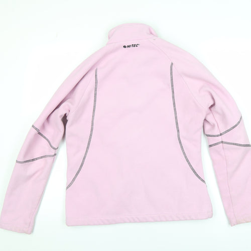 Hi-Tec Womens Pink Fleece Jacket L Full Zip Outdoor Mid-Length