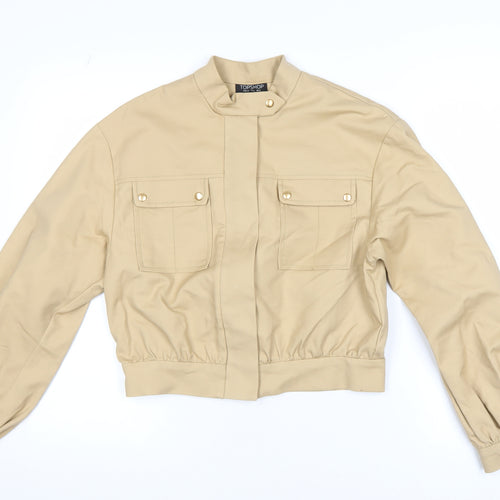 Topshop Women’s Beige Cropped Bomber Jacket UK 6