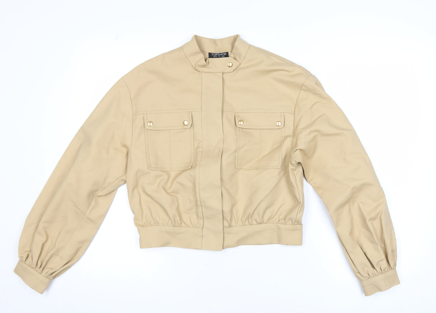 Topshop Women’s Beige Cropped Bomber Jacket UK 6