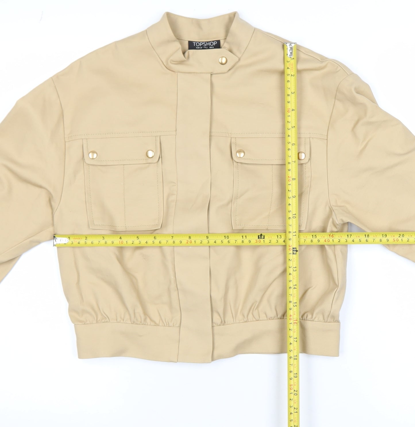 Topshop Women’s Beige Cropped Bomber Jacket UK 6