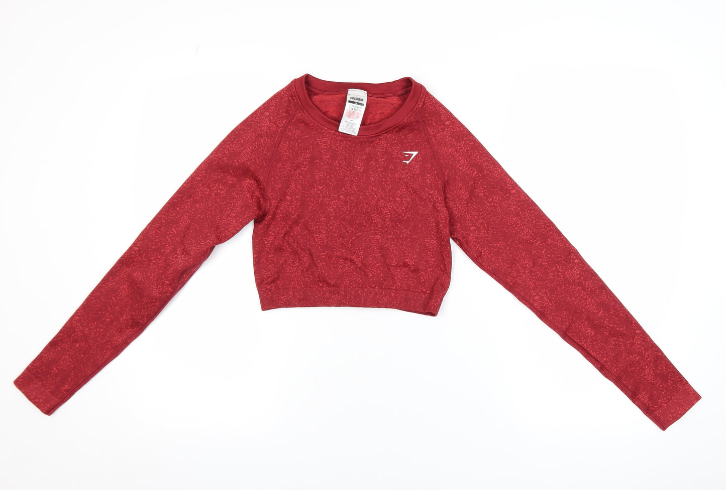Gymshark Women Red Cropped Long Sleeve Activewear Top M