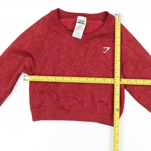 Gymshark Women Red Cropped Long Sleeve Activewear Top M