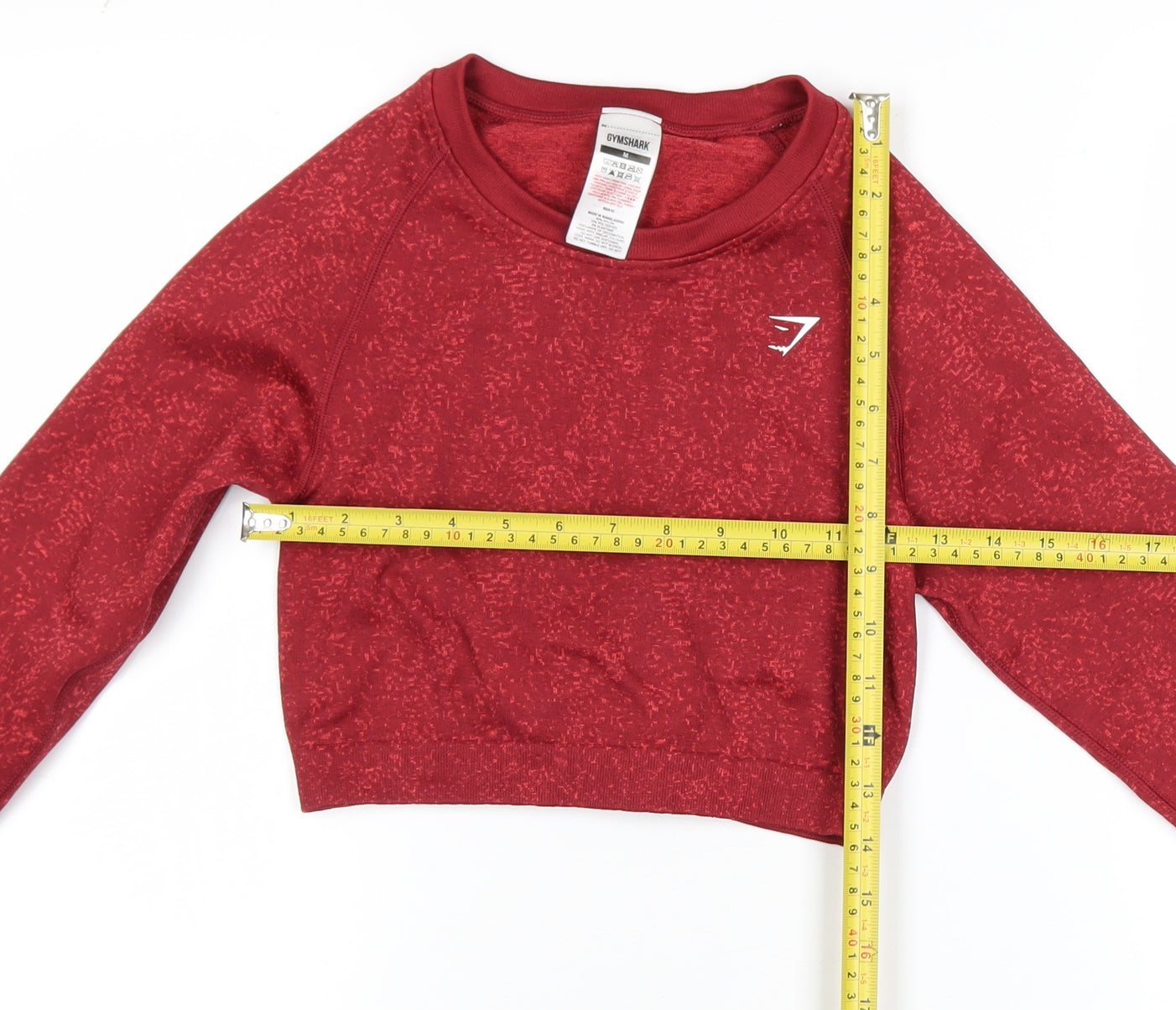 Gymshark Women Red Cropped Long Sleeve Activewear Top M