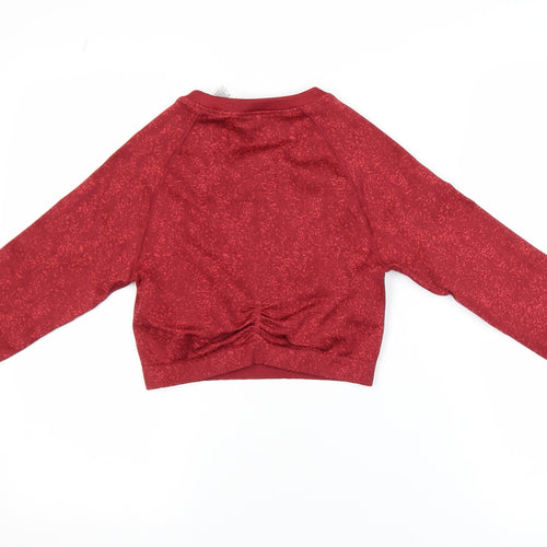 Gymshark Women Red Cropped Long Sleeve Activewear Top M