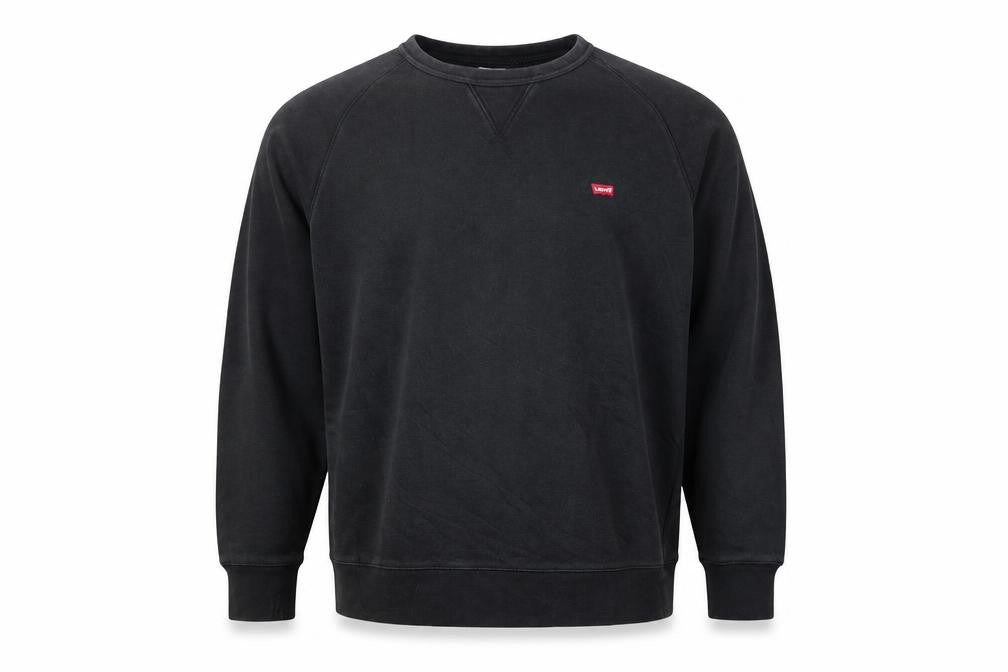 Front view of Levi's Men's Black Pullover Crew Neck Sweatshirt, size L