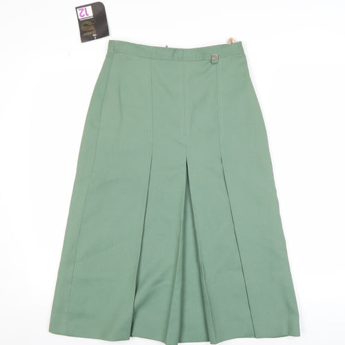 Dorene Women’s Green Midi Pleated Skirt Size 12 Polyester Lined Workwear