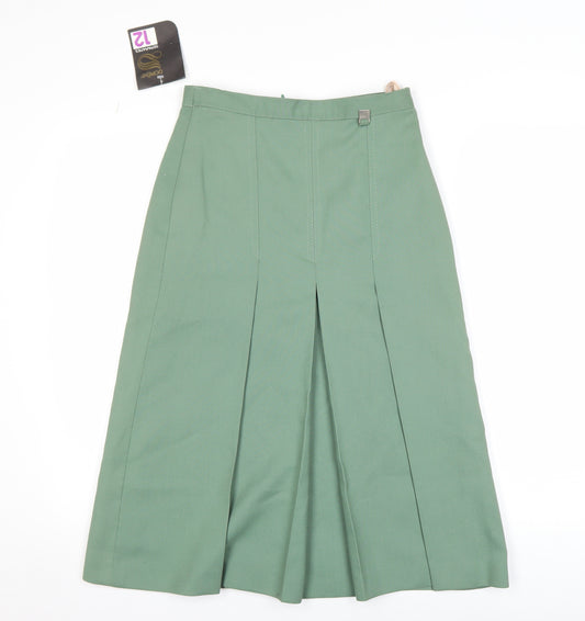 Dorene Women’s Green Midi Pleated Skirt Size 12 Polyester Lined Workwear