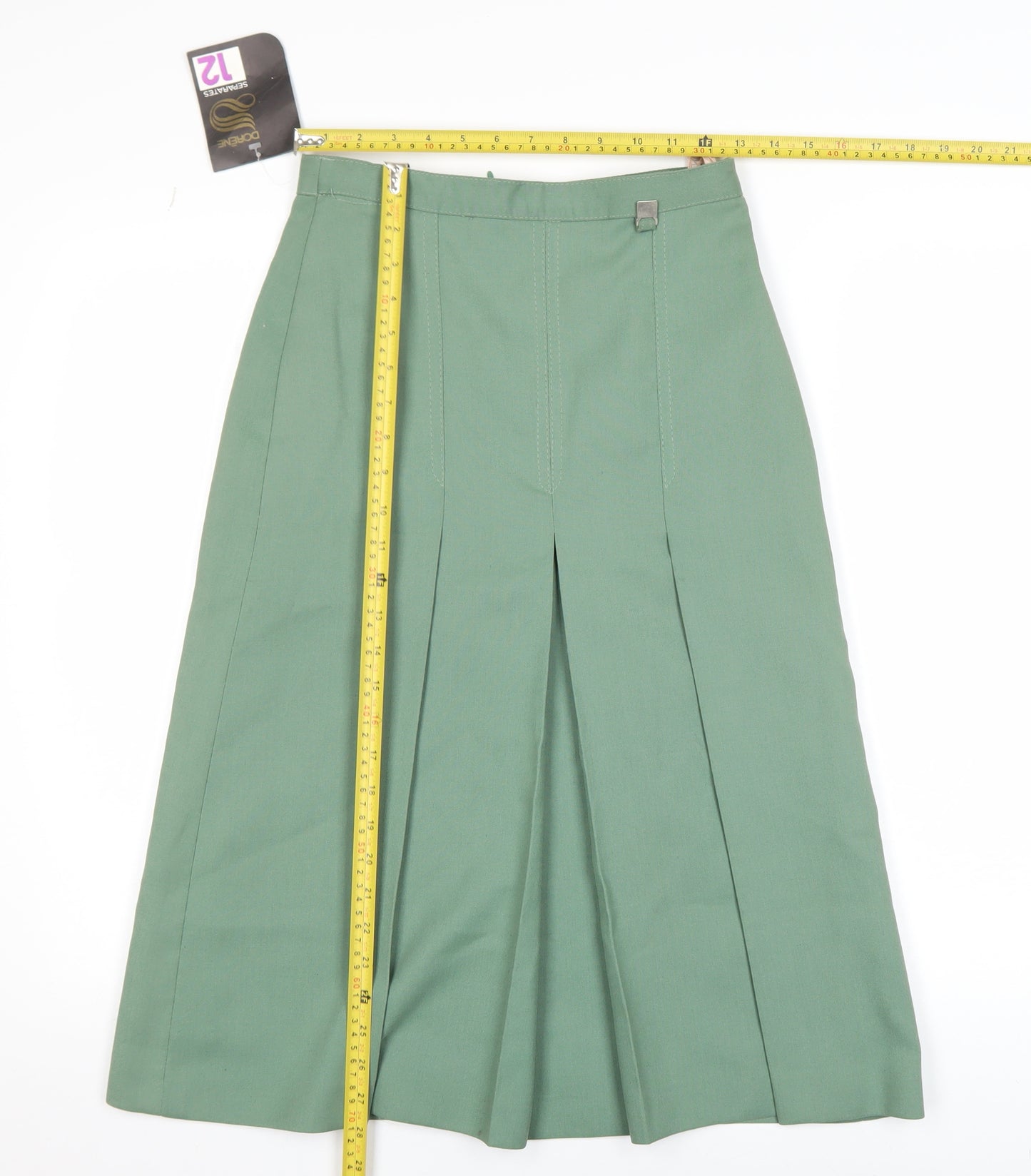 Dorene Women’s Green Midi Pleated Skirt Size 12 Polyester Lined Workwear