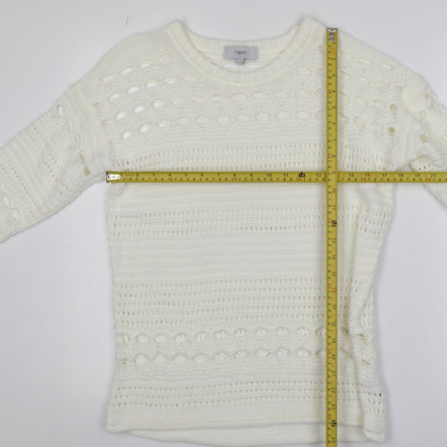 Next Women Ivory Open Knit 3/4 Sleeve Pullover Jumper M