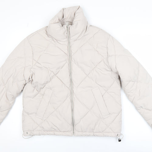 H&M Divided Women Beige XS Quilted Puffer Jacket