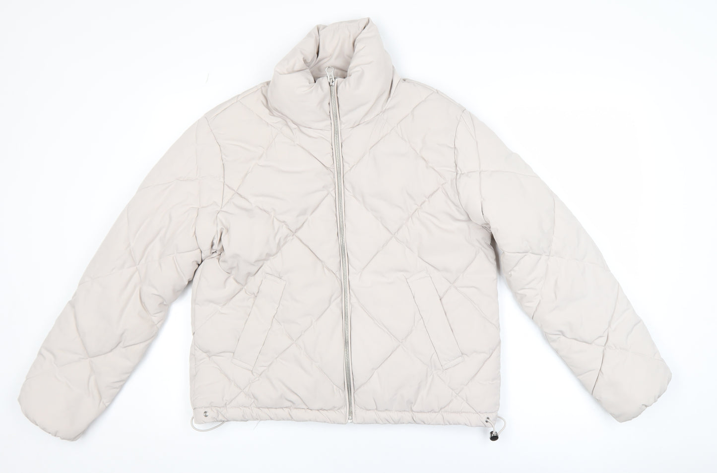 H&M Divided Women Beige XS Quilted Puffer Jacket