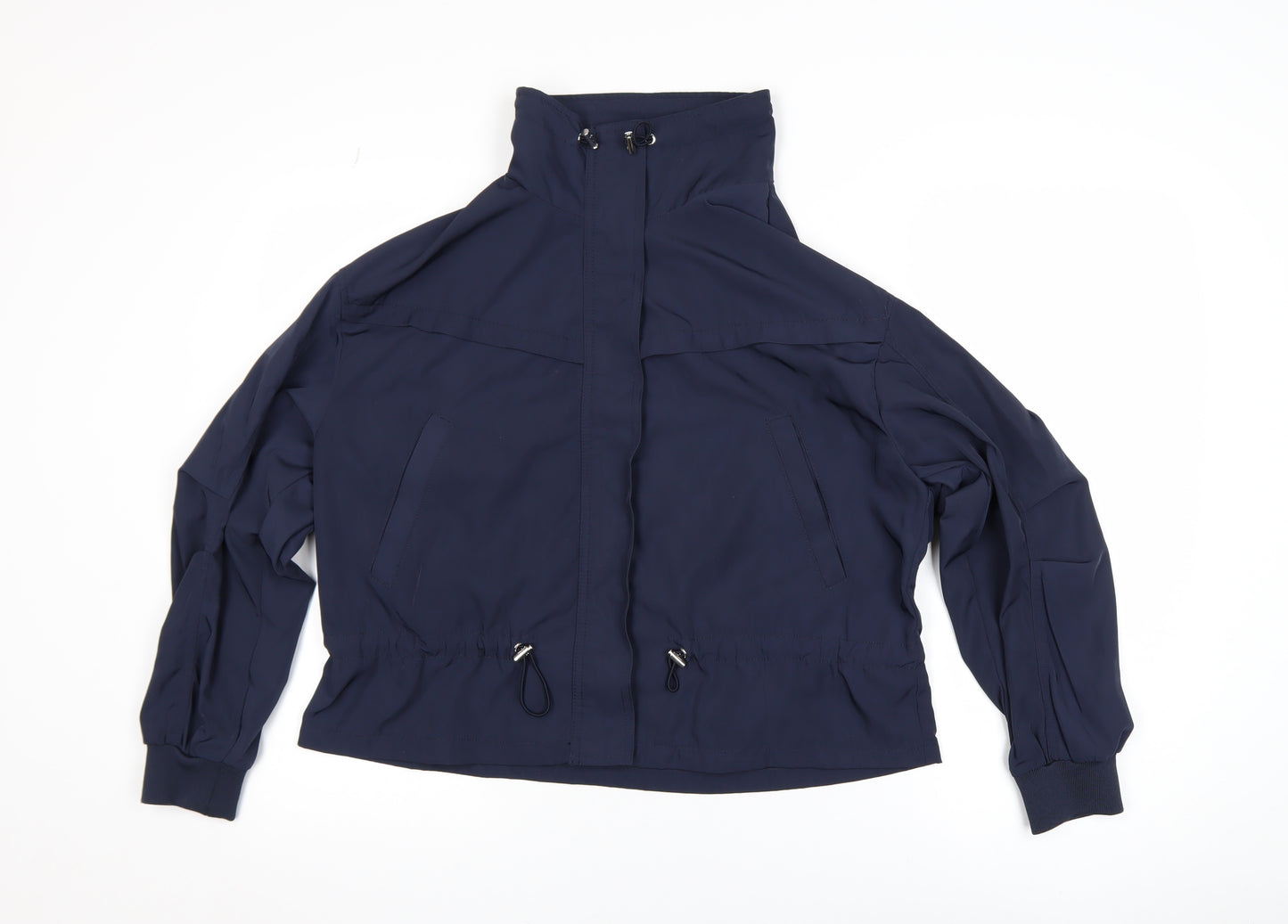 Stradivarius Women Blue Windbreaker Jacket Size 12 Lightweight Zip