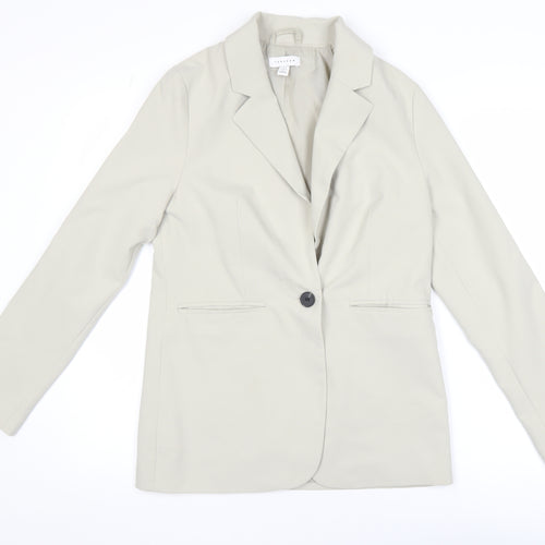 Topshop Women Beige Single-Breasted Blazer UK 6 Classic Fit