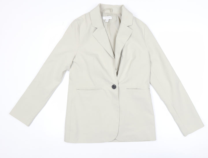 Topshop Women Beige Single-Breasted Blazer UK 6 Classic Fit
