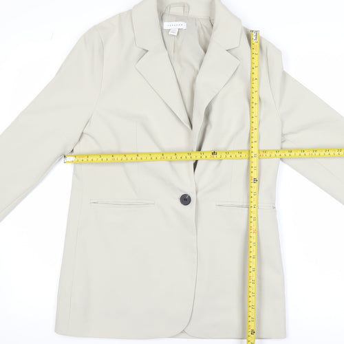 Topshop Women Beige Single-Breasted Blazer UK 6 Classic Fit