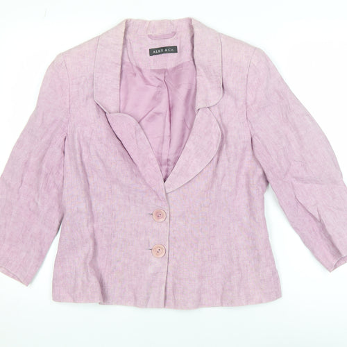 Alex & Co Women Pink Linen Blazer UK 12 Single-Breasted Jacket