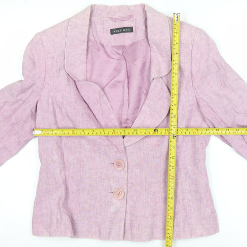 Alex & Co Women Pink Linen Blazer UK 12 Single-Breasted Jacket
