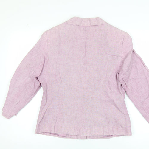 Alex & Co Women Pink Linen Blazer UK 12 Single-Breasted Jacket