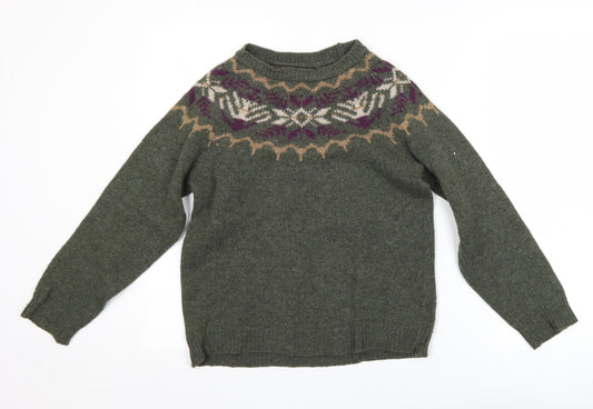 House of Bruar Women Green Fair Isle Wool Jumper Size S