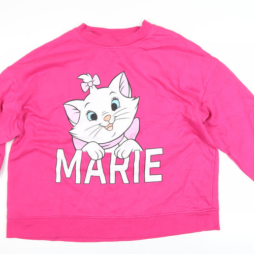 Disney Women Pink Marie Sweatshirt XL Cotton Long Sleeve Casual