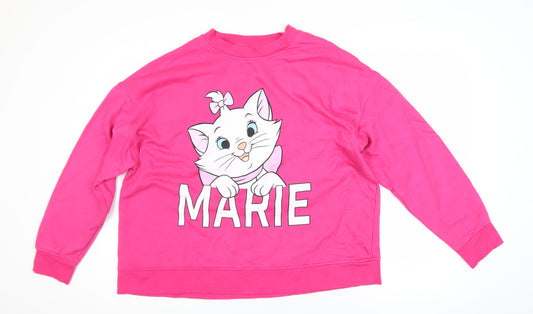 Disney Women Pink Marie Sweatshirt XL Cotton Long Sleeve Casual