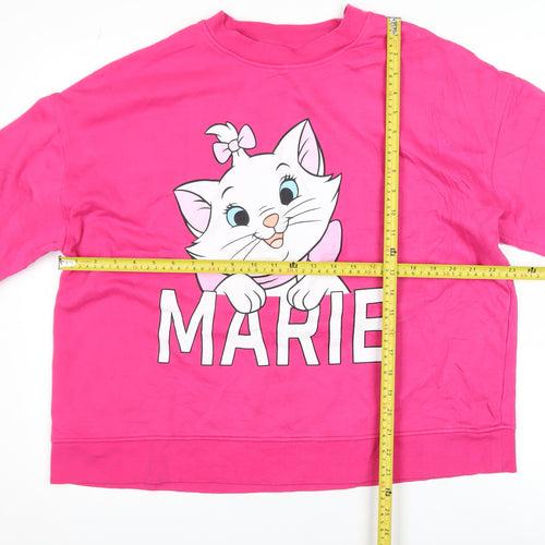 Disney Women Pink Marie Sweatshirt XL Cotton Long Sleeve Casual