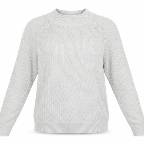 Fat Face Women Grey Cotton Cable-Knit Mock Neck Jumper Size 14