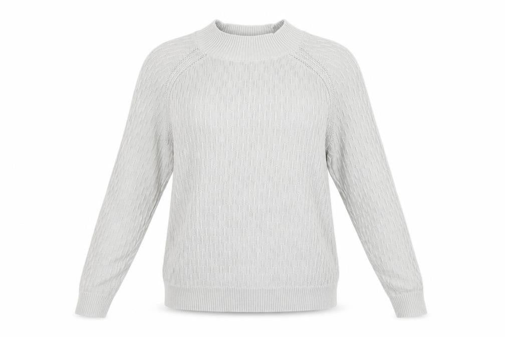 Fat Face Women Grey Cotton Cable-Knit Mock Neck Jumper Size 14