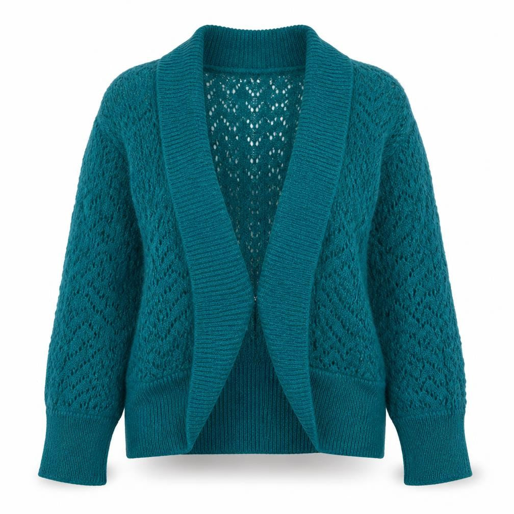 Etam Women’s Green Open Knit Mohair Blend Cardigan UK 10
