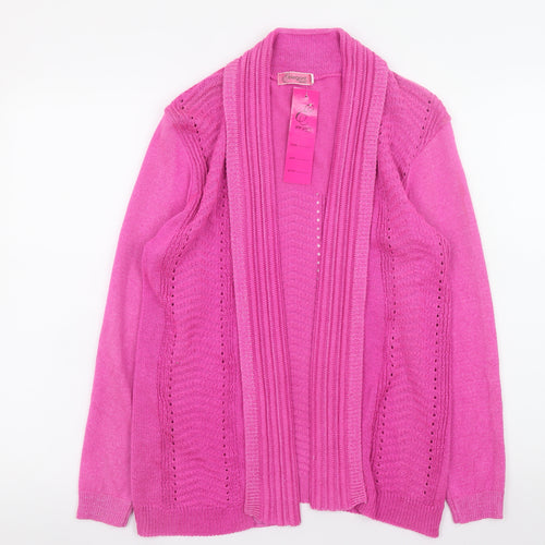 Elegant Women's Pink Knit Open Cardigan Jumper Size S