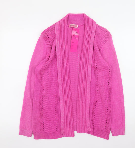 Elegant Women's Pink Knit Open Cardigan Jumper Size S