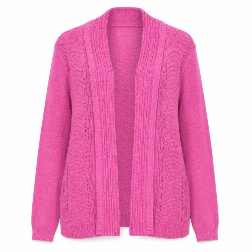 Elegant Women's Pink Knit Open Cardigan Jumper Size S