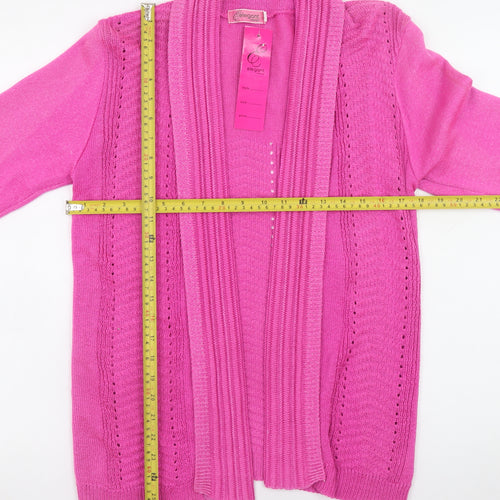 Elegant Women's Pink Knit Open Cardigan Jumper Size S