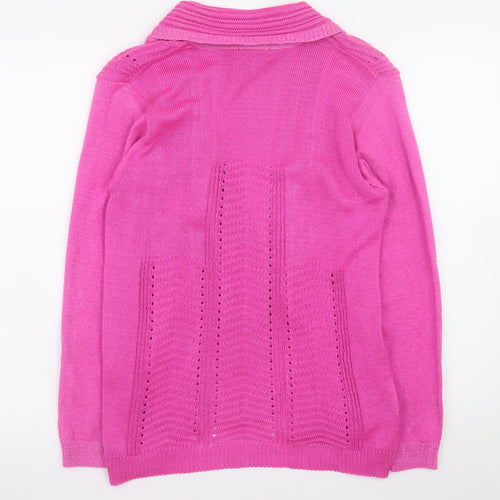 Elegant Women's Pink Knit Open Cardigan Jumper Size S