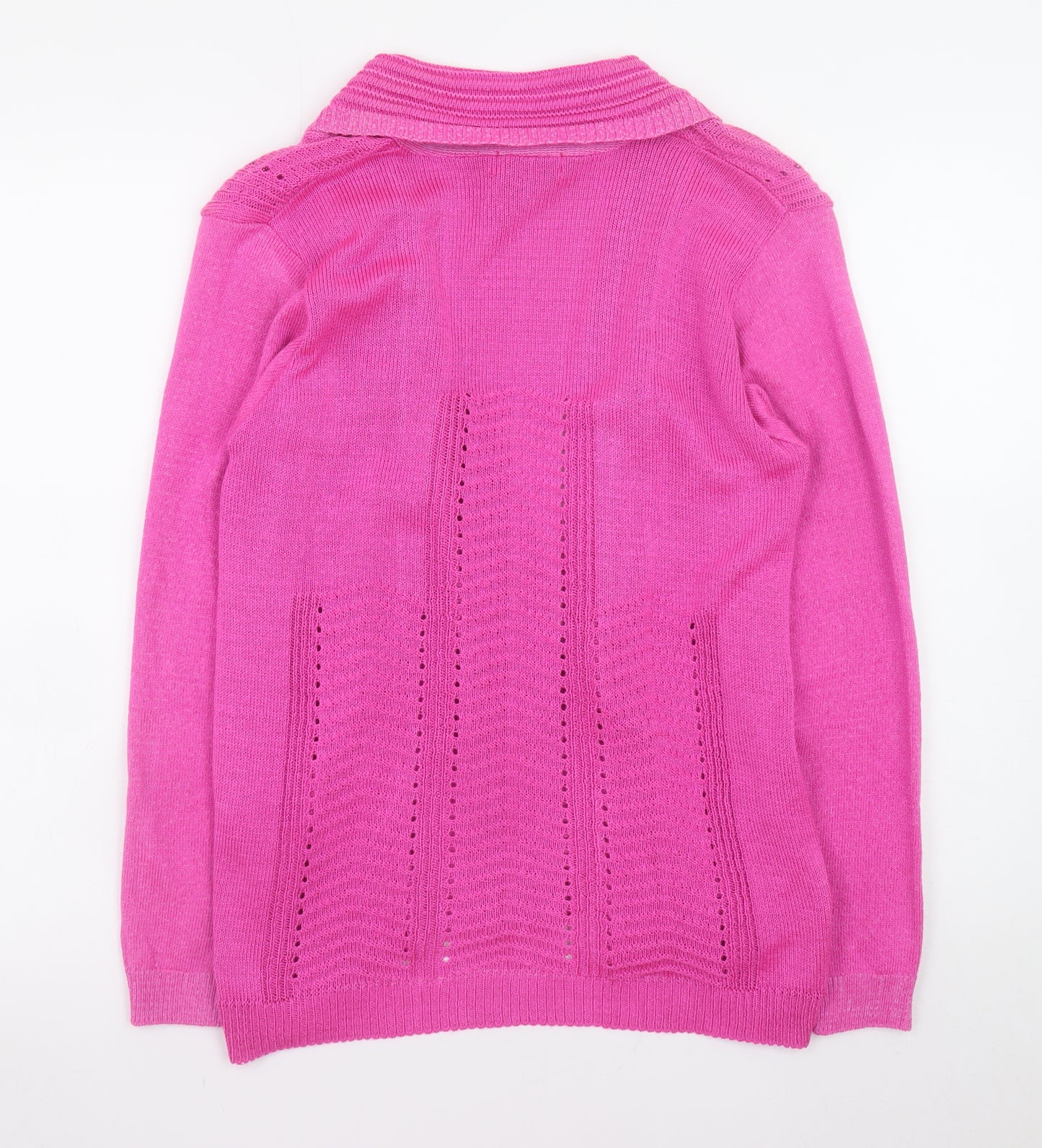 Elegant Women's Pink Knit Open Cardigan Jumper Size S