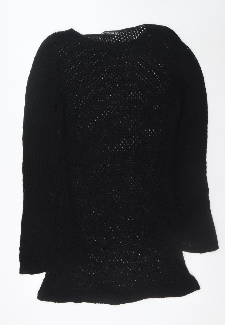 PrettyLittleThing Women’s Black Knitted Jumper Dress Size 12