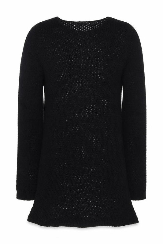 Front view of PRETTYLITTLETHING Women’s Black Knitted Jumper Dress, size UK 12