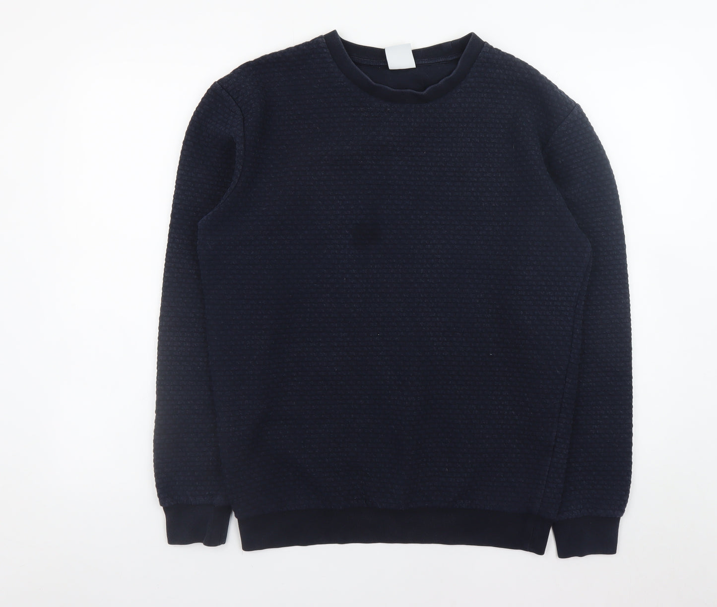 Zara Men's Blue Textured Knit Crew Neck Sweatshirt Size M