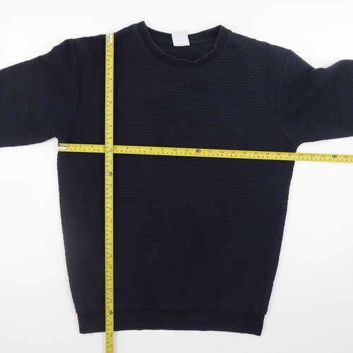 Zara Men's Blue Textured Knit Crew Neck Sweatshirt Size M