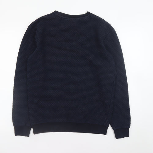 Zara Men's Blue Textured Knit Crew Neck Sweatshirt Size M