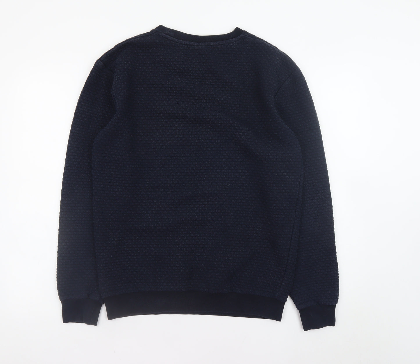 Zara Men's Blue Textured Knit Crew Neck Sweatshirt Size M