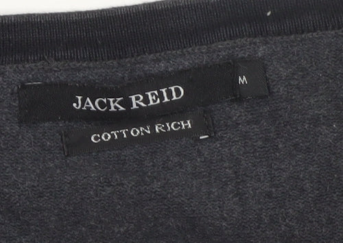 Jack Reid Men's Grey V-Neck Cotton Blend Jumper M