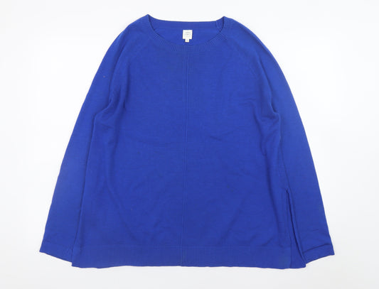 John Lewis Women Blue Size 12 Crew Neck Long Sleeve Jumper