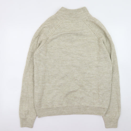 EASY Men's Beige Henley Jumper L Wool Blend Knit