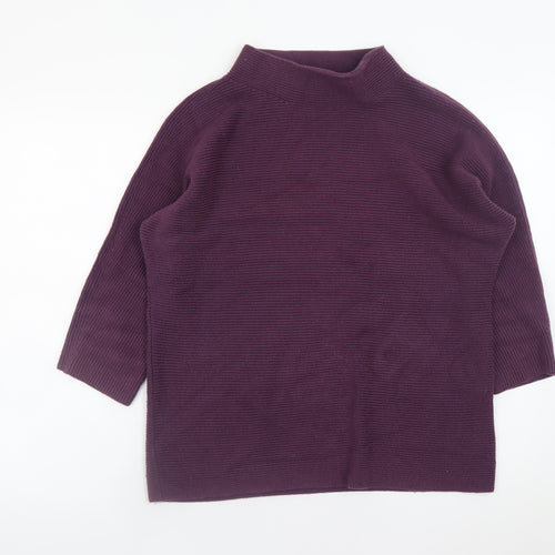 Lands' End Womens Purple Mock Neck 3/4 Sleeve Knit Pullover Jumper M