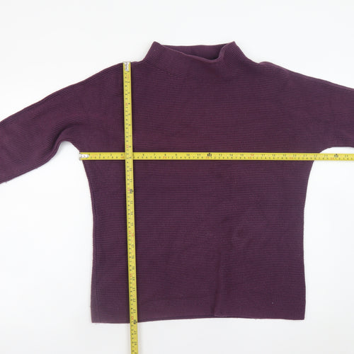 Lands' End Womens Purple Mock Neck 3/4 Sleeve Knit Pullover Jumper M