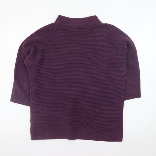 Lands' End Womens Purple Mock Neck 3/4 Sleeve Knit Pullover Jumper M