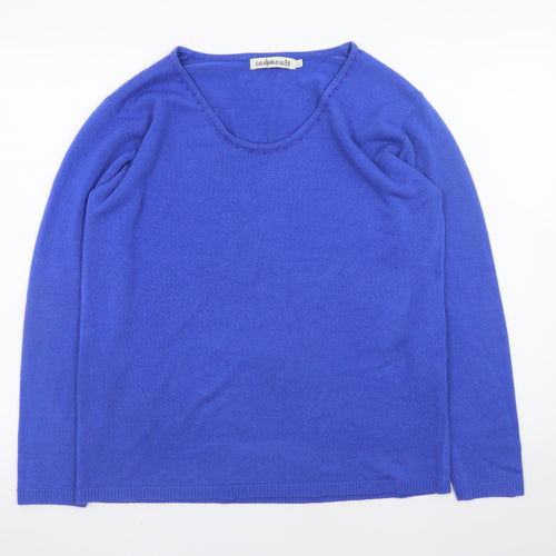 Cashmasoft Women's Blue L Acrylic Scoop Neck Pullover Jumper