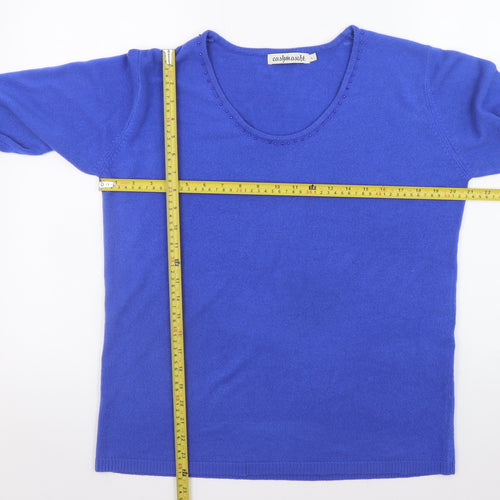 Cashmasoft Women's Blue L Acrylic Scoop Neck Pullover Jumper