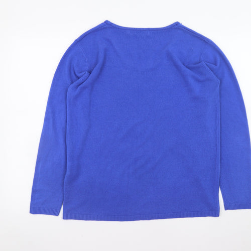 Cashmasoft Women's Blue L Acrylic Scoop Neck Pullover Jumper